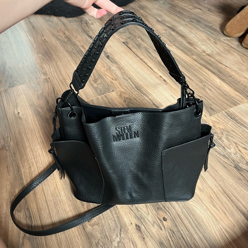 Steve Madden Black Studded Shoulder Bag